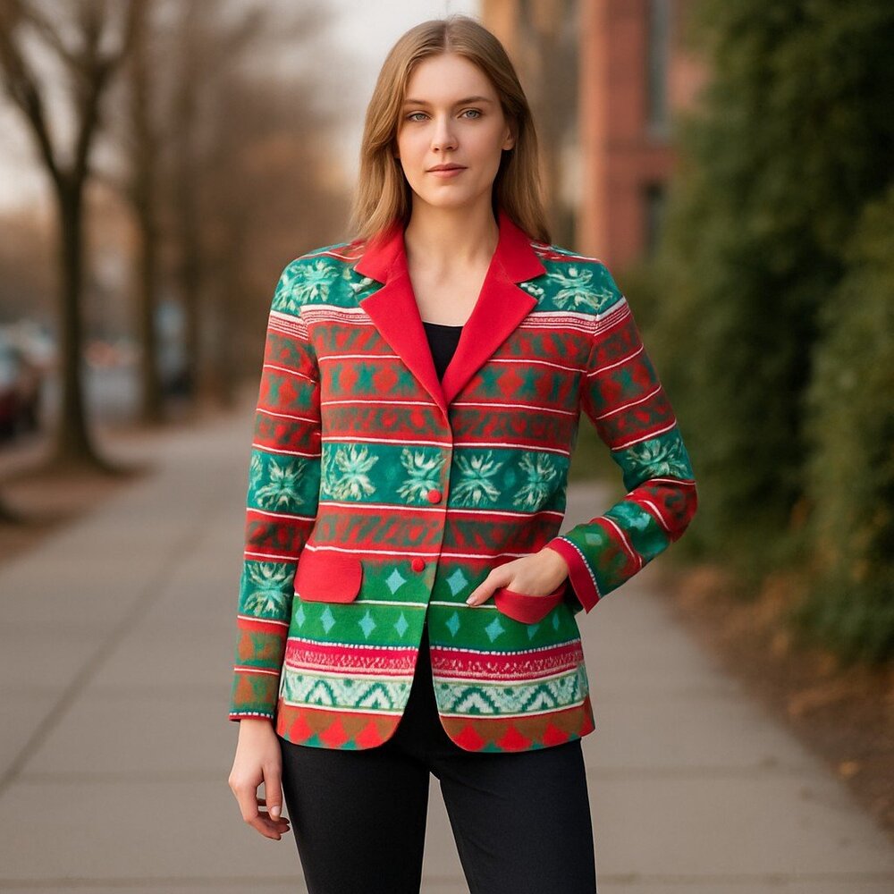 NWT Christmas Blazer Rain dear Coat  Adult M/ L